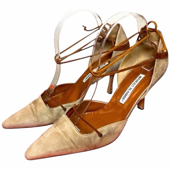 MANOLO BLAHNIK suede and leather heels 🤎 - Picture 2 of 8